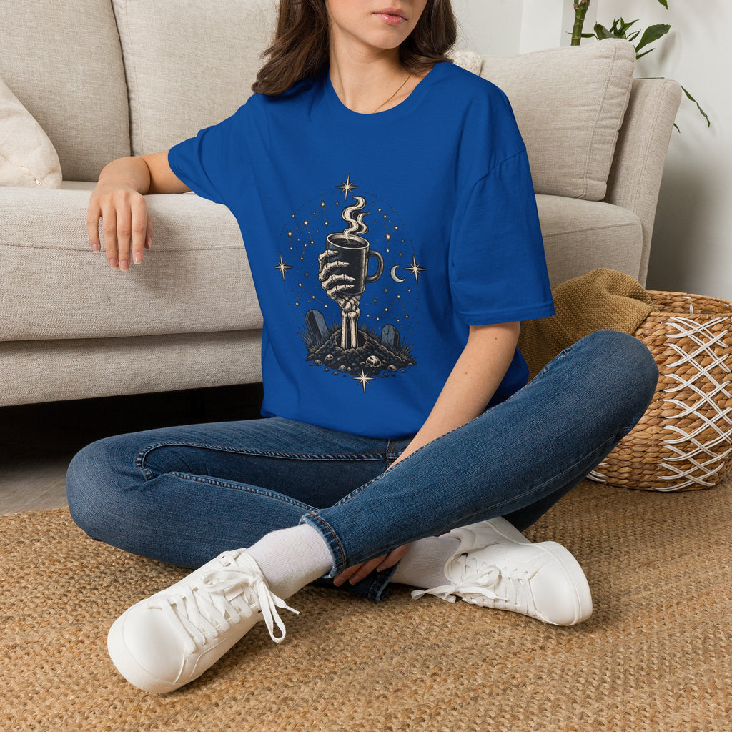 Occult Coffee Skeletal Hand Graphic Tee - Sarcastic Unisex T-Shirt