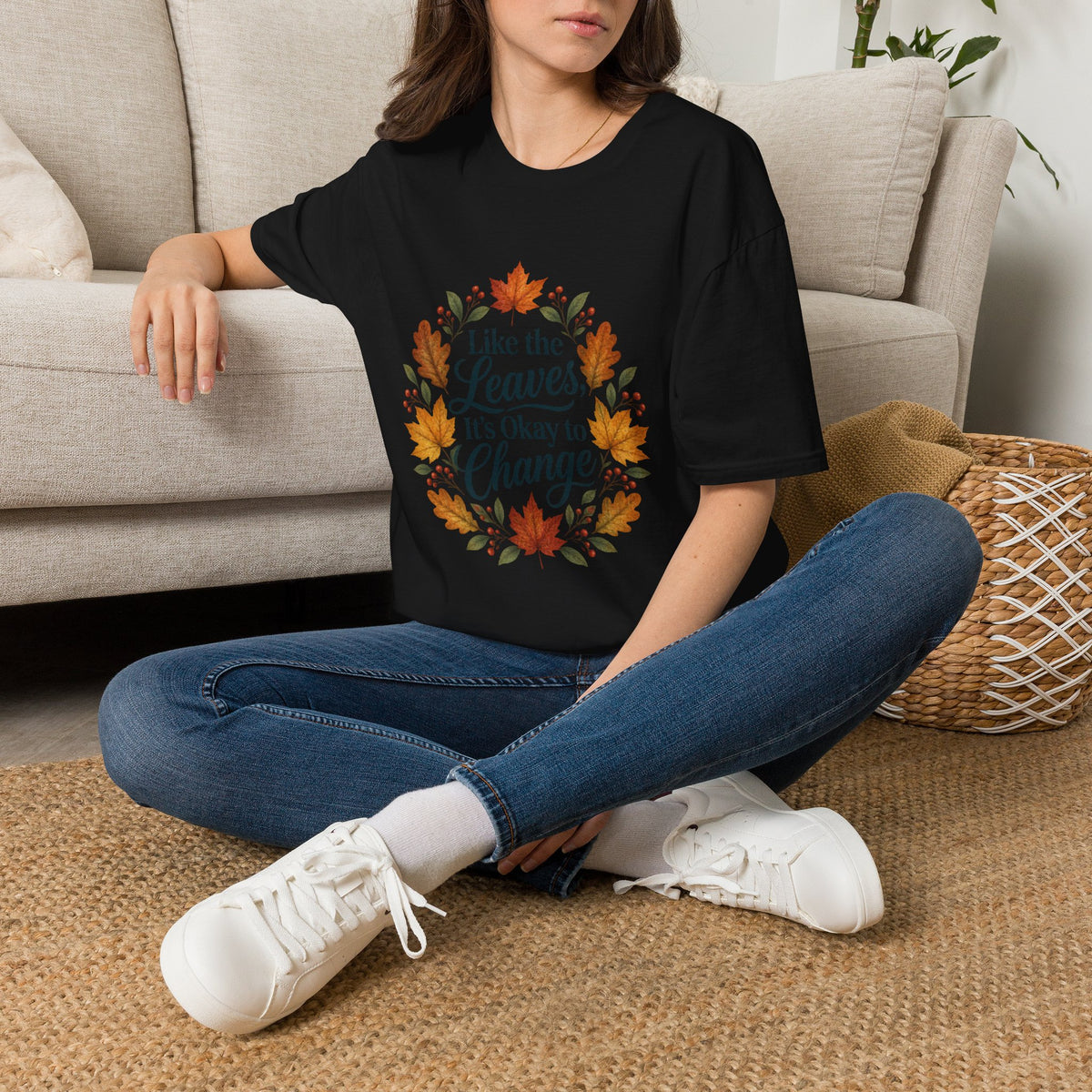 Autumn Leaves Inspirational Typography Graphic Tee - Unisex Soft T-Shirt