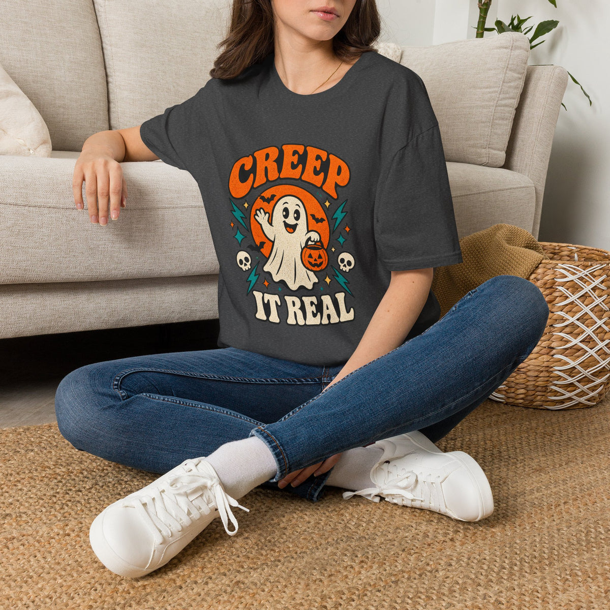 Creep It Real Retro Halloween Tee - Sarcastic Unisex Graphic T-Shirt