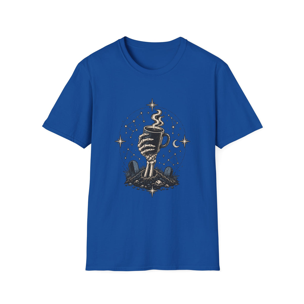 Occult Coffee Skeletal Hand Graphic Tee - Sarcastic Unisex T-Shirt