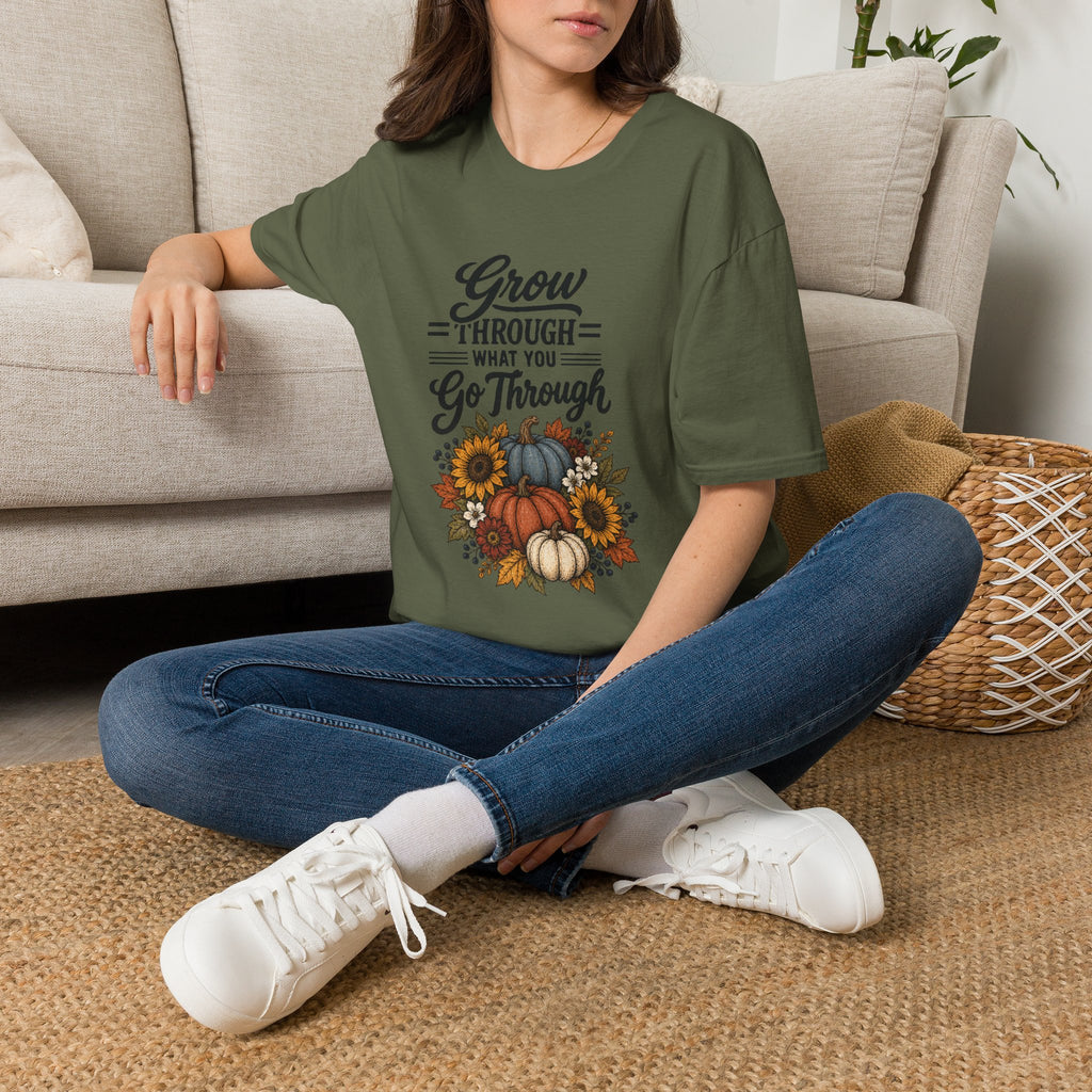 Autumn Pumpkins Motivational Graphic T-Shirt - Fall Unisex Crewneck Tee