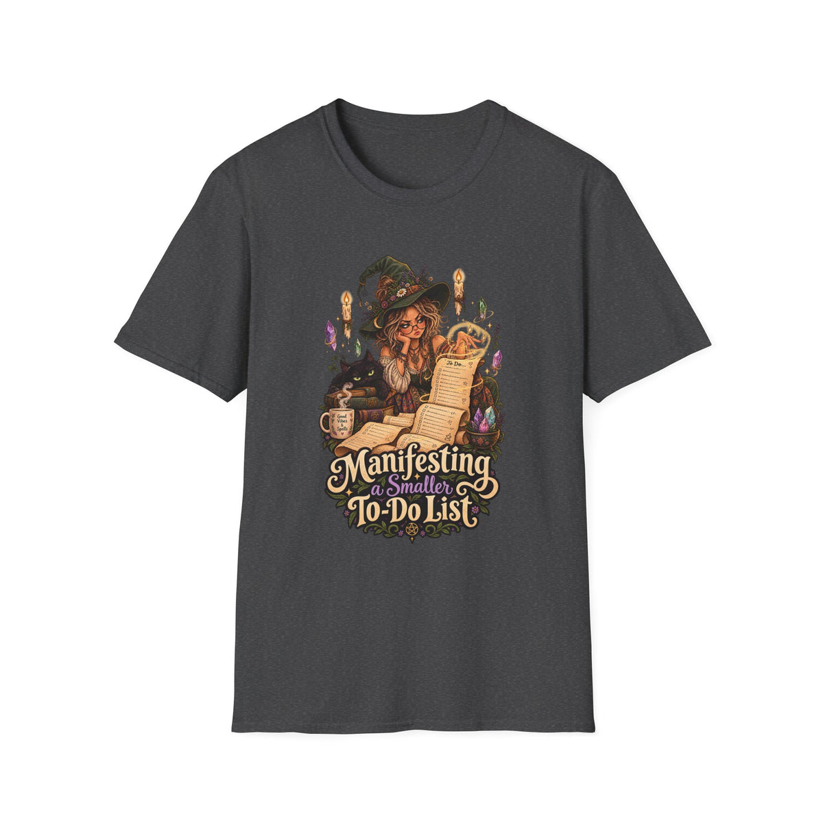 Witchy Manifesting T-Shirt – “Manifesting a Small(er) To-Do List” Graphic Tee