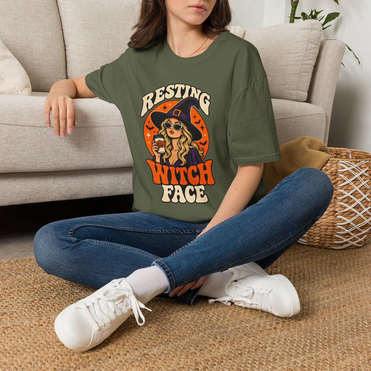 Resting Witch Face Retro Halloween Tee - Sarcastic Unisex T-Shirt