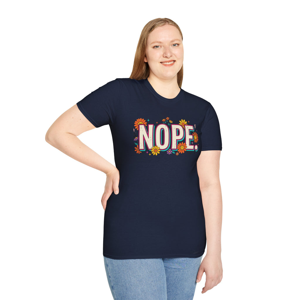 Nope Floral T-Shirt — Retro Script Graphic Tee