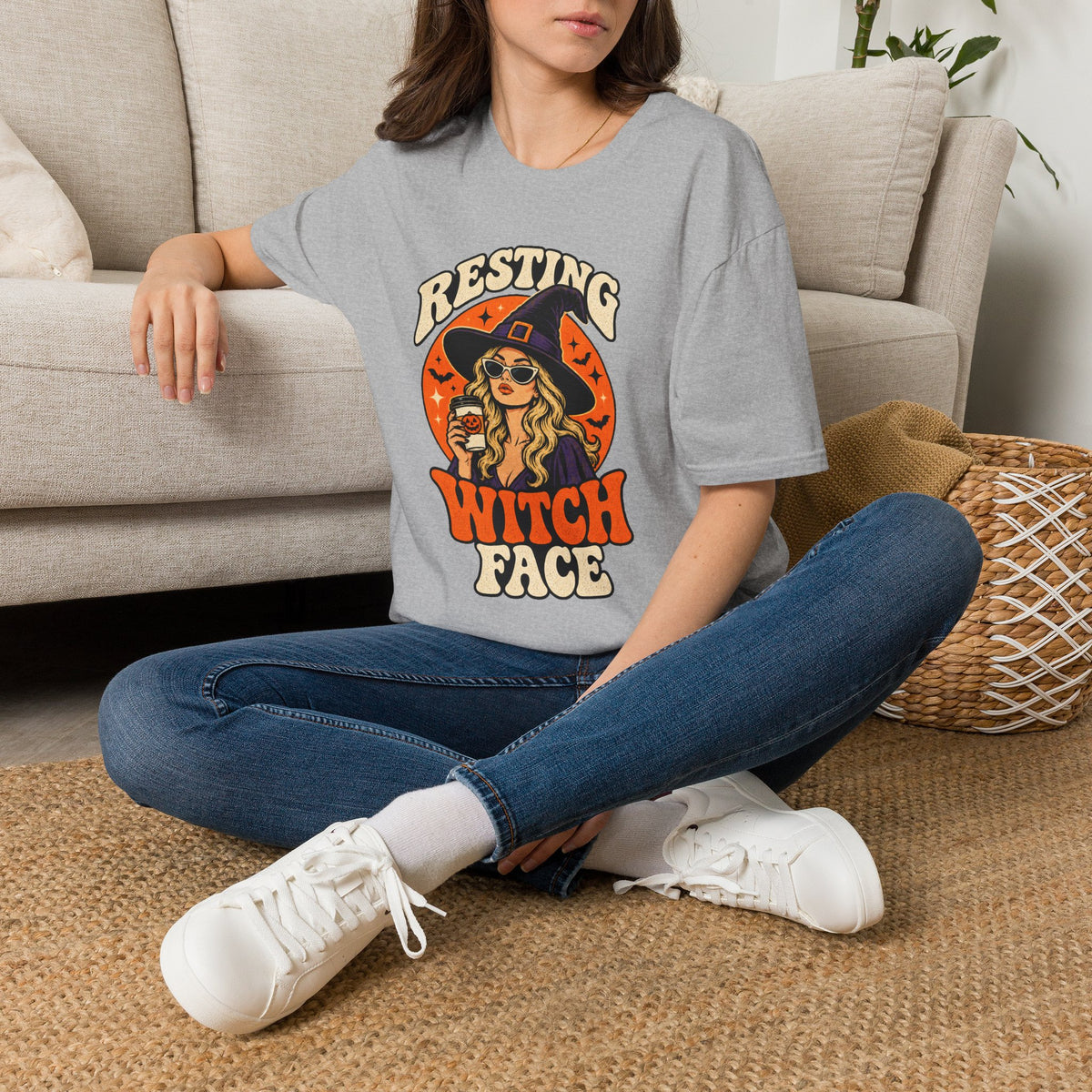 Resting Witch Face Retro Halloween Tee - Sarcastic Unisex T-Shirt